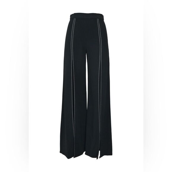 NWT Alexis | Black Oliviera Front Slit White Stitching High Waisted Pants M - Picture 3 of 12